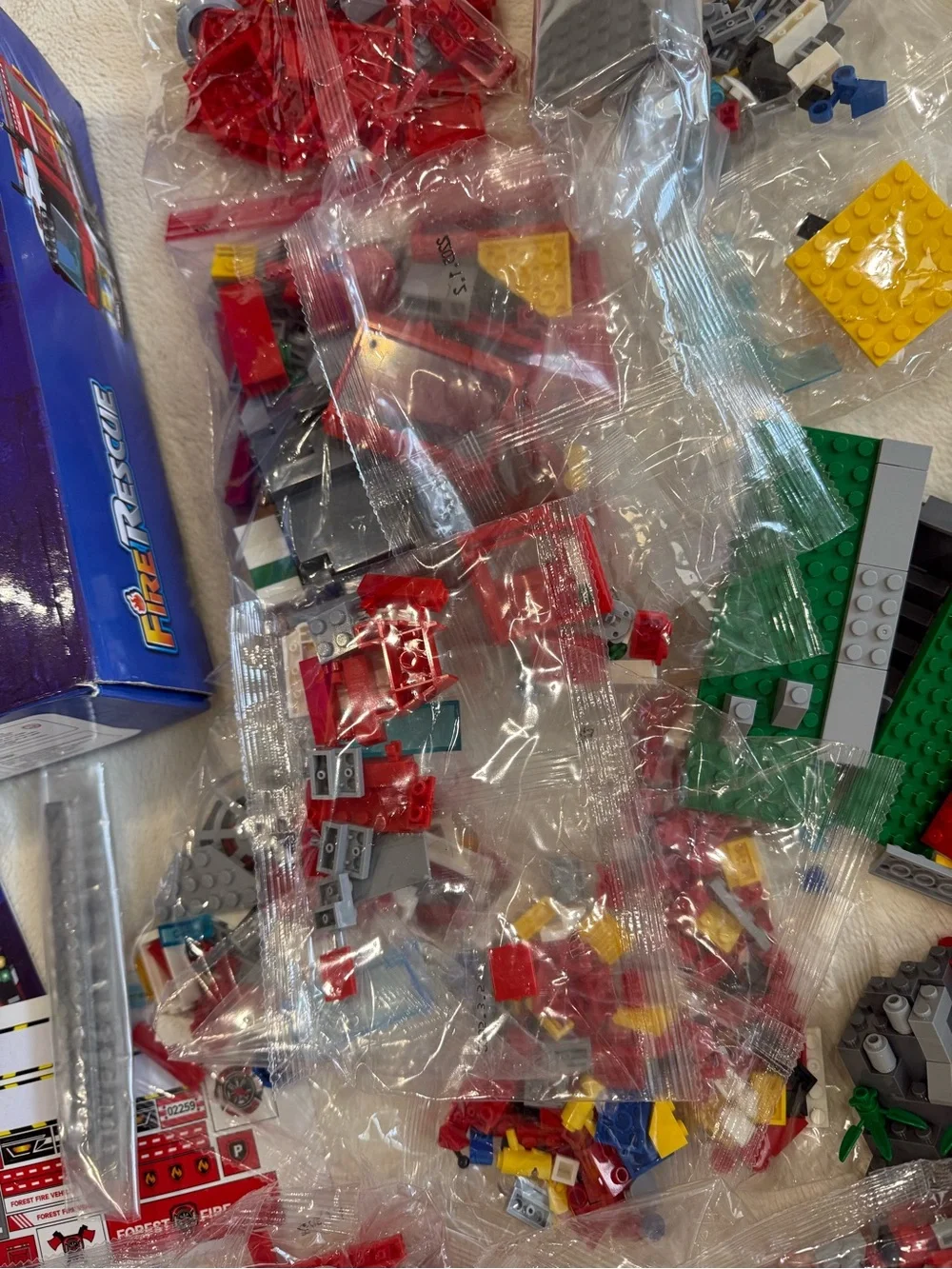 Fire Rescue Building Set with Fire Station, Truck, and Helicopter